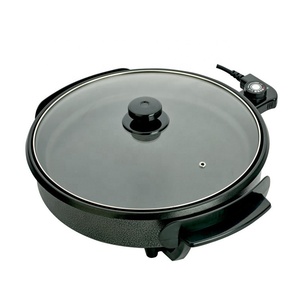 Household 35cm <strong>Electric</strong> Grill <strong>Pan</strong> With Glass Lid <strong>Electric</strong> Pizza Maker - Product Image 1