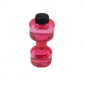 Bouteilles d'eau écologiques en forme d'haltères de gym, bouteilles d'eau en plastique rose pour le sport avec logo personnalisé - Product Image 3