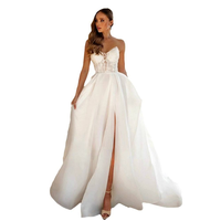 Robe de mariée robe de mariée col en V détachable manches longues bouffantes fente haute sangle de recul petite dentelle décalcomanie perle broderie