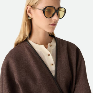 Bottega BV Retro Tortoise <b>Shell</b> Oversized Sunglasses with Gold Teardrop Accents UV Protection Fashion Eyewear Veneta - Product Image 2