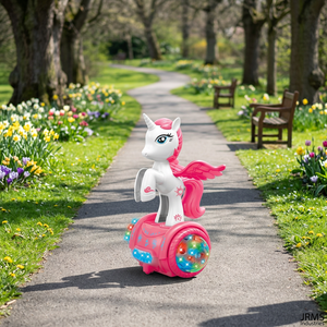 <b>Pink</b> Unicorn <b>Car</b> Battery Powered Plastic <b>Ride</b> <b>on</b> Vehicle with Lights and Music for 2 to 4 Years - Product Image 1