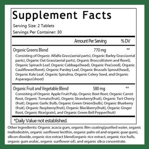 Comprimés de superaliments biologiques à base de fruits, vente chaude OEM/ODM, soutien énergétique, santé digestive et immunitaire, 60 comprimés - Product Image 2