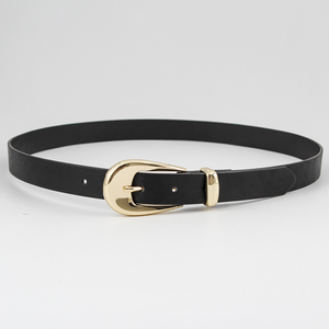 Cinturón negro fino de anillo de metal con hebilla de aguja para mujer nuevo a la moda personalizado para dama - Product Image 1