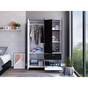 Mueble de Dormitorio Moderno Maltby Negro Wengue de 4 Puertas y 2 Cajones, Puertas Abatibles Independientes, Construcción en MDF - Product Image 2