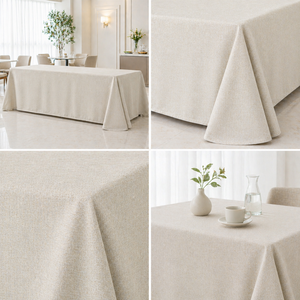 Wholesale Faux Linen Banquet <b>Tablecloth</b> Woven Polyester Rectangle <b>For</b> Hotel Event Catering Bulk - Product Image 1
