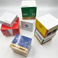 Bloc-notes adhésifs personnalisés avec logo, promotion commerciale, impression sur quatre faces, blocs de papier, blocs de mémo avec palette en bois