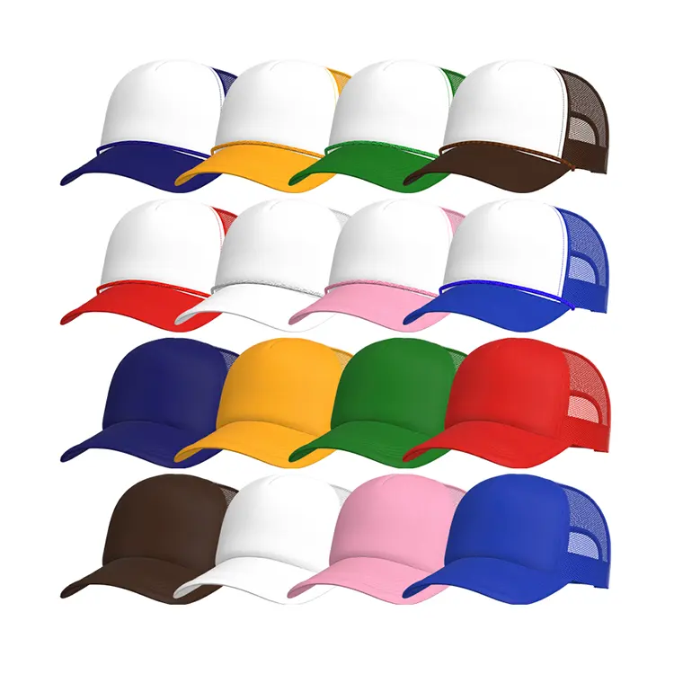 Promotional Wholesale High Quality OEM Design Your Own Sublimation Blank 6 Panel Foam Sport Mesh Trucker Hats With Custom Logo