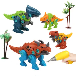 Bouw Blokken Puzzel Diy Assemblage Gebouw Speelgoed Set Elektrische Boor Kids Nemen Elkaar Dinosaurus