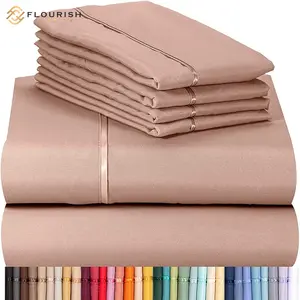 Flourish OEM/ODM Customizable Wholesale Queen King Thread Count Cotton Pure Sabanas Bed Sheets Bedding Sets