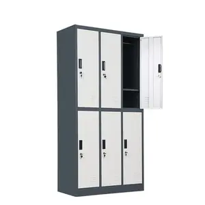 Tùy chỉnh nhiều kim loại Locker 6 cửa cho các trường học phòng tập thể dục nhân viên làm việc quần áo thép tủ quần áo