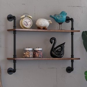 Wall Mounted Pipe <b>Shelf</b> 3 Tier 80x25x100cm Wrought Iron Storage <b>Rack</b> For Living Room - Product Image 1