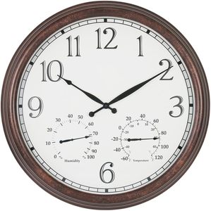 <span class=keywords><strong>Horloge</strong></span> murale en quartz surdimensionnée de 23 pouces avec thermomètre hygromètre Cadre en métal pour une utilisation en intérieur et en extérieur - Product Image 6