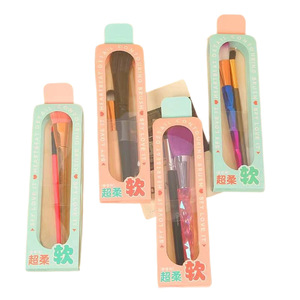 Super Soft <b>Makeup</b> Brush Set 3pcs Short Hair Flat Shape Plastic Handle <b>Boxed</b> General Use - Product Image 3