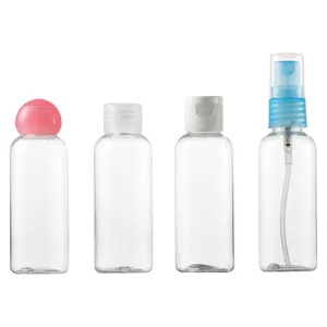 نينغبو زجاجات زجاجات مستحضرات التجميل تصنيع 50 مللي البلاستيك الحيوانات الأليفة فارغة البلاستيك شاشة الطباعة غطاء برغي المقدمة بحرية غير انسكاب