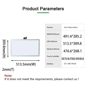 21.5 "כיסוי מסך מגע זכוכית שקוף, טכנולוגיית pcap מבוקרת ליצ 'יק עם טיפול ב-ag/ar/af - Product Image 2