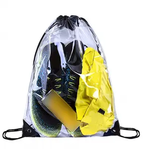 कस्टम pvc फैशन सुरक्षा बड़ी क्षमता वाटरप्रूफ स्पष्ट पारदर्शी ड्रॉस्ट्रिंग बैकपैक बैग बैग