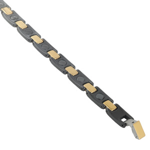 Diamond <b>Bracelet</b> Two Tone Black <b>Baguette</b> Cut Unisex Everyday Wear - Product Image 2
