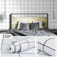 Papier peint vinyle géométrique noir et blanc, auto-adhésif, mat, en forme de grille, rouleau pour chambre à coucher, salon, hôtel