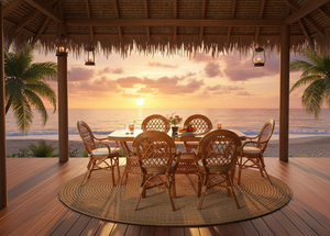 Juego de Comedor JAVA de Ratán/Mimbre, Juego de Mesa de Comedor Larga Tradicional de Indonesia, Muebles de Hotel y Villa, Calidad Premium, Cómodo - Product Image 5