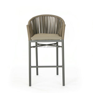 Conjunto de Muebles de Exterior Cómodos, Juego de Bar con Tejido de Cuerda, Silla Alta de Aluminio - Product Image 2