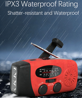 Radio météo d'urgence étanche IPX3, AM/FM/NOAA, radio de survie à manivelle solaire 2000 mAh avec batterie externe et lampe de poche