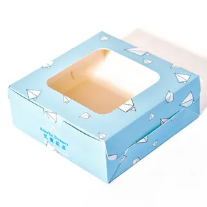 Wholesale Wedding Blue Handle Paper Cake Gift Box Package Paper Box