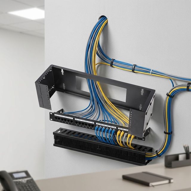 4U 19" Steel Wall Mount Network Cabinet Bracket Standard Back Punched Hole for  IT & Network Equipment Cable Management