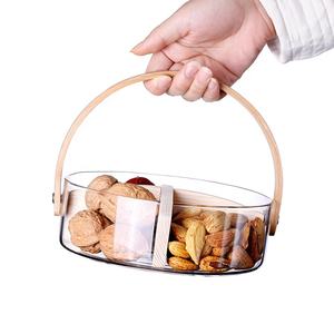 <span class=keywords><strong>2023</strong></span>, tendance ! Panier de rangement en verre pour bonbons, fruits secs, en-cas, aliments de loisirs, avec compartiment séparé, logo personnalisé - Product Image 3