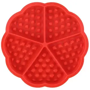 Waffle Silicone hình vuông trái tim Muffin lưới bánh khuôn tự làm cấp thực phẩm nướng khuôn sô cô la Biscuit khuôn trong Màu Đỏ