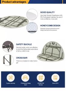 Tavoli pieghevoli all'ingrosso 72 pollici gamba tonda portatile che vende cerniere per la cena della cucina con piega a <span class=keywords><strong>parete</strong></span> in acciaio per il <span class=keywords><strong>tavolo</strong></span> - Product Image 2