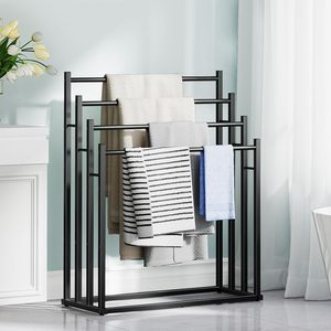 Estante de secado de toallas ancho para exteriores de 4 niveles independiente, estante de soporte para manta de toalla de piscina para Baño - Product Image 3