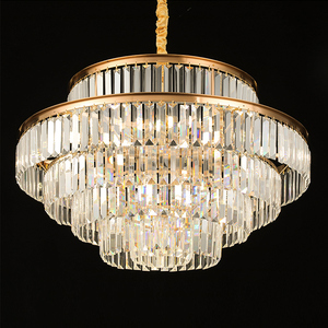 Lampadario rotondo moderno luminari per soggiorno rotondo Hang Crystal Dining Room Muti Layers Light Fixture per soffitto - Product Image 6