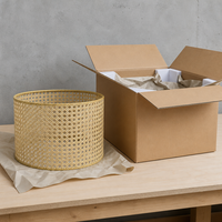 Abat-jour suspendu en rotin naturel de style panier traditionnel européen avec intérieur en PVC transparent – Grande Vente