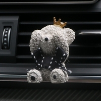 Stocké mignon gris ours en peluche parfumé en céramique voiture évent Clip désodorisant parfum de maison porcelaine arôme diffuseur d'huile essentielle