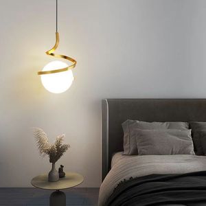 JACKSUN Suspension Moderne Dorée, <span class=keywords><strong>Globe</strong></span> en Verre, Lustre, Applique Murale d'Accent, Petite Suspension Simple Tête pour Chevet - Product Image 1
