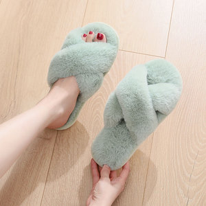 Zapatillas de piel de invierno para el hogar para mujer, zapatos de mujer con punta abierta suave de diseñador con piel cálida a la moda - Product Image 4