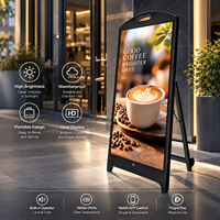 Affichage numérique extérieur étanche en forme de A avec écran HD haute luminosité pour la publicité dans les restaurants, cafés et commerces de détail
