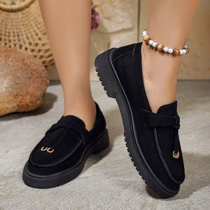 Round-headed, Thick-soled, Pure-color Casual Single Shoes with Tassel, New Style, Shallow-toe, Elegant Bean Shoes, European and - Product Image 3