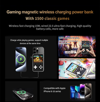 Bank daya Game magnetik nirkabel 15W, konsol Game genggam portabel 2 in 1, layar IPS untuk iphone 16/15/13/12 pro max