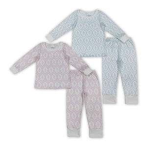 Ensemble de vêtements de pyjama pour garçons avec broderie de lapin, haut à rayures bleues et pantalon, pour Pâques - Product Image 5