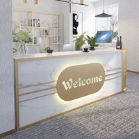 Bureau d'accueil moderne en acier inoxydable pour hôtel et école, design durable avec hauteur réglable, mobilier de bureau commercial