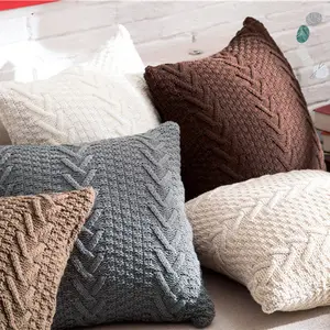 Copricuscino lavorato a maglia Vx 100% acrilico Decorazione per la casa Cuscino <span class=keywords><strong>in</strong></span> <span class=keywords><strong>lana</strong></span> grezza - Product Image 1