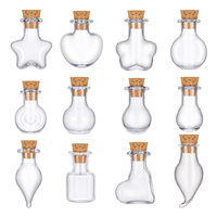 Vente en gros de flacons en verre uniques de différentes formes, petits flacons en verre miniatures avec bouchon en liège