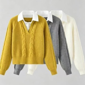 <span class=keywords><strong>Pull</strong></span>-over long boutonné pour <span class=keywords><strong>femme</strong></span>, style rétro décontracté, confortable et de haute qualité, idéal pour l'automne – Vente en gros - Product Image 2