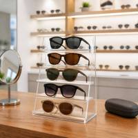 Présentoir personnalisé en acrylique pour lunettes, support de comptoir optique pour lunettes de soleil, présentoir à lamelles, vente en gros OEM, fournisseur d'usine