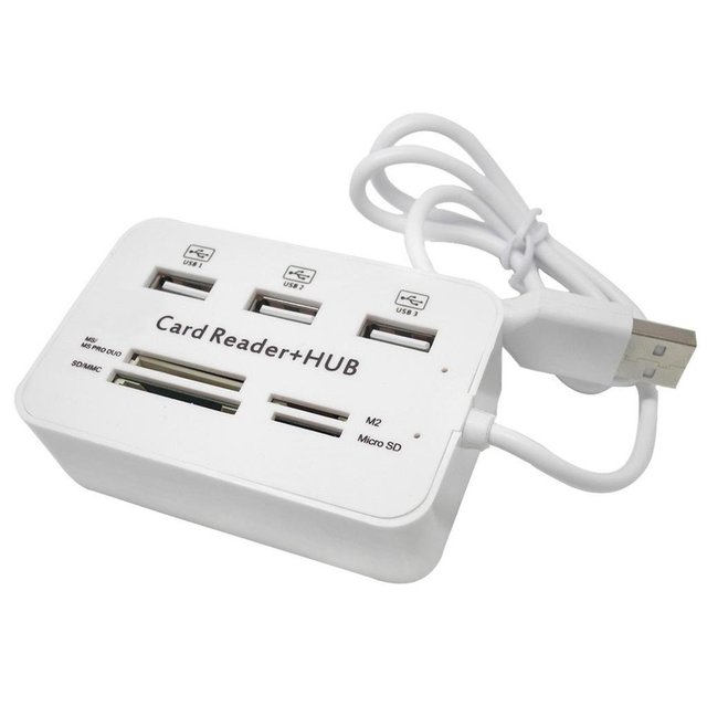 USB Hub Combo 2.0 High Speed Multi USB 2.0 Hub USB Splitter Portable All in One Mini Card Reader for SD/MMC/M2/MS Pro Duo