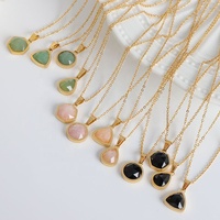 Collier Pendentif en Pierre Naturelle Œil de Tigre Agate Noire Quartz Rose, Acier Inoxydable Plaqué Or 18K Non Ternissant