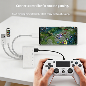 Lecteur de cartes OTG 5-en-1 pour téléphone, ordinateur et tablette/Fonction HUB/8 broches + Type-C + USB 5-en-1 vers double USB + <span class=keywords><strong>carte</strong></span> <span class=keywords><strong>SD</strong></span> + <span class=keywords><strong>carte</strong></span> TF + recharge - Product Image 5