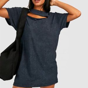 Vestido camiseta de verano informal para mujer con logotipo personalizado estampado ecológico con Método digital - Product Image 1