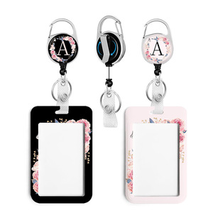 Flower Letter Badge Set with Retractable Scroll <b>ID</b> Card <b>Holder</b> - Office Gift for Colleagues - Product Image 1